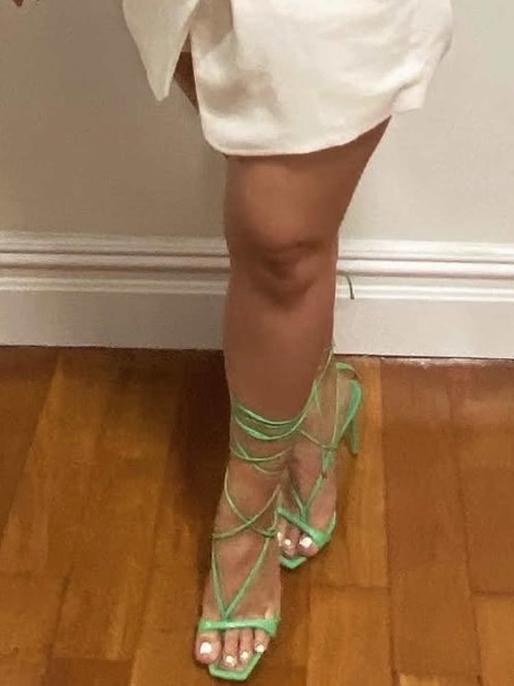 SCHUTZ Lime Green Strappy Stiletto Heels - Women